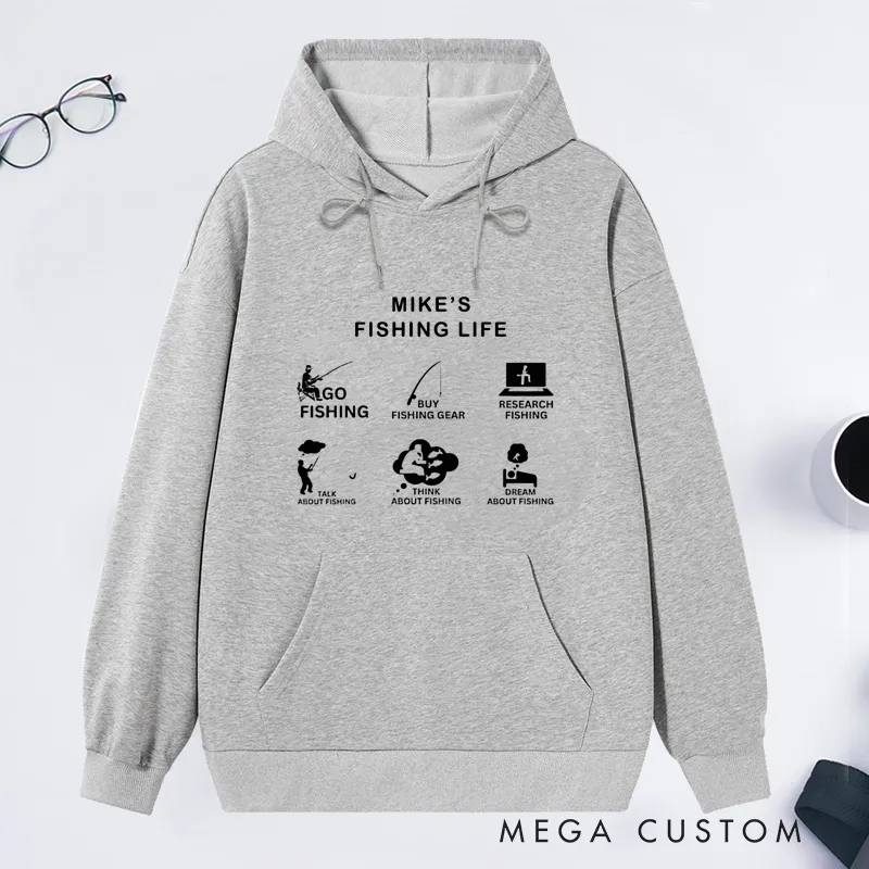 Personalized Funny Fishing Life Classic Hoodie Gift for Fishing Lovers Anglers Outdoor Enthusiasts and Fishermen