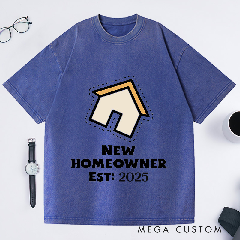 Personalized New Homeowner T-Shirt Housewarming Custom Dotted House Celebration Gift