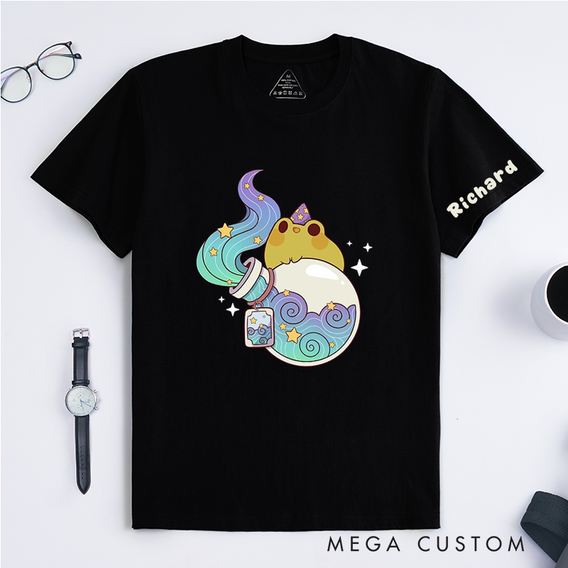 Personalized Frog Wizard Potion Classic T-Shirts Cute Magic Frog Lover Custom Gift for Him or Her Unique Fantasy Animal Tee 