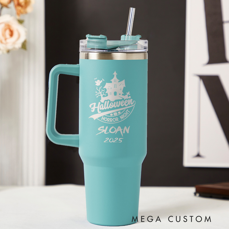 Personalized Halloween Horro Night Tumbler Travel Lover Cup Stainless Steel Laser Engraved Tumbler Gift for Traveling Lovers Halloween Gift