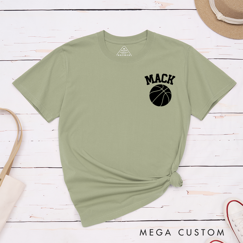 Personalized Basketball T-Shirt with Custom Name and Minimalist Basketball Graphic for a Stylish Look
