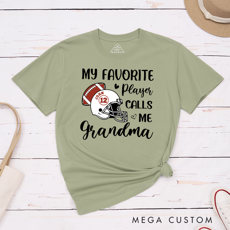 Personalized American Football and Rugby Grandma T-Shirts with Custom Name and Number
