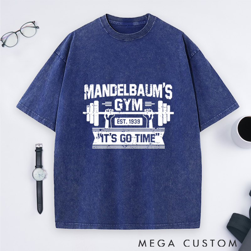 Personalized Retro Fitness Washed T-Shirts with Classic Barbell Design for Fitness Enthusiasts Bodybuilders and Gym Lovers