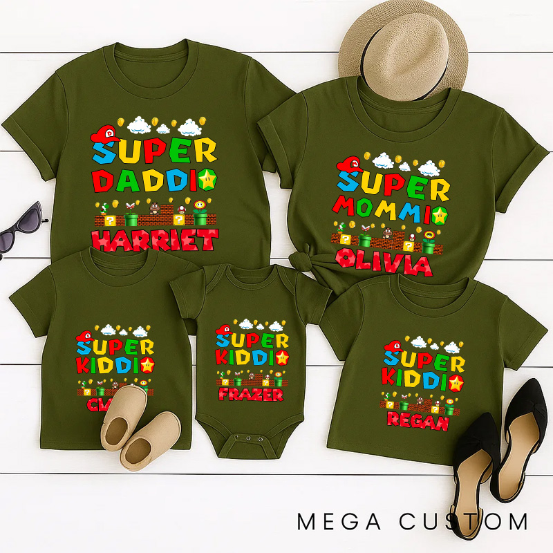 Personalized Daddio Super Kiddo Family Matching T-Shirts Family Shirts Newborn Baby Gift Video Game Tshirt Geek Gaming Nerd Shirt Father’s Day