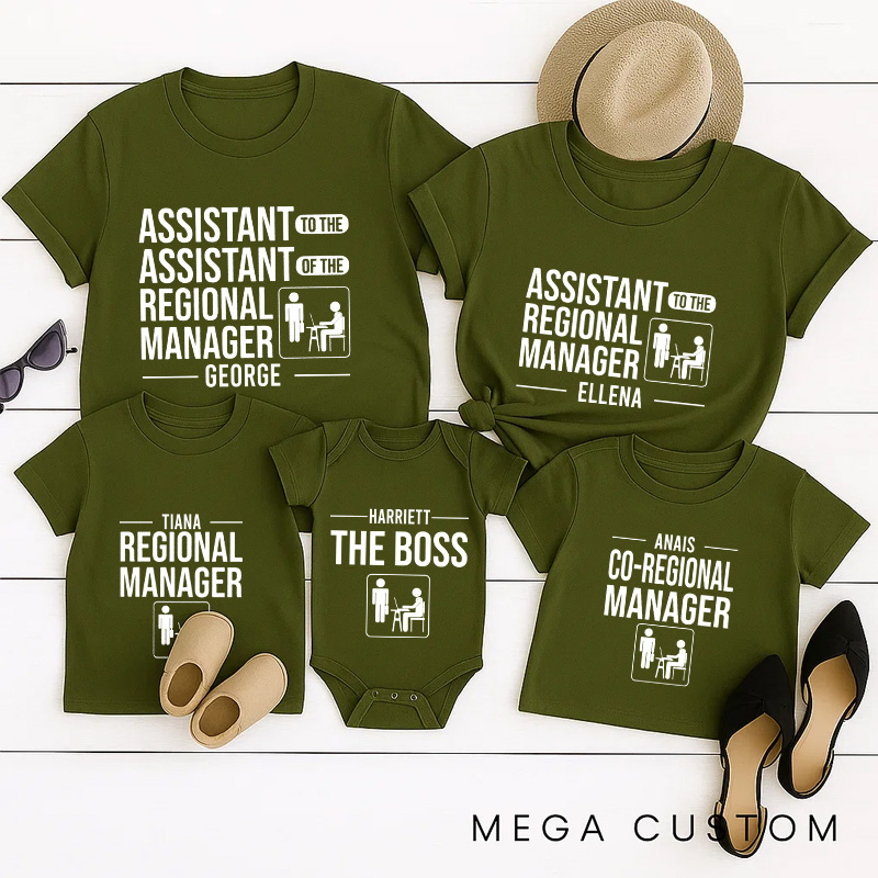 Personalized Regional Manager Funny Family Matching T-Shirts Daily Grind TV Series Family Tshirt Movie TV Show Fan Shirt First Fathers Day Gift