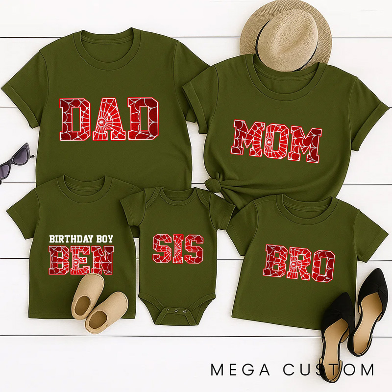 Personalized Spider Birthday Family T-Shirts Superhero Family Matching Tshirts Birthday Party Shirts for Anime Lovers Birthday Gifts