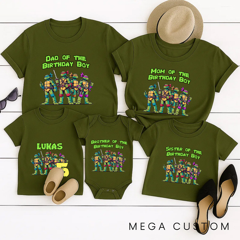 Personalized Turtles Birthday Family T-Shirts Turtles Family Matching Tshirts Birthday Party Shirts for Anime Lovers Birthday Gifts