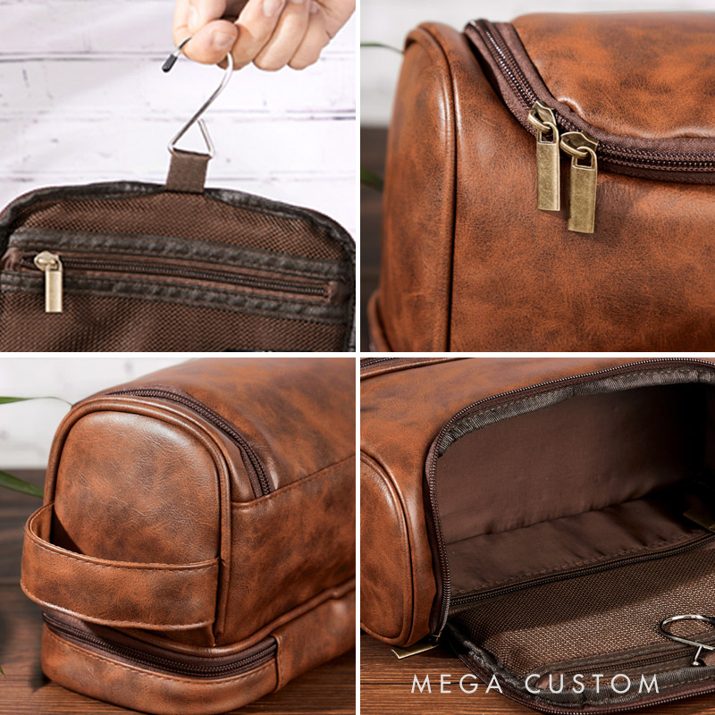 Personalized Travel Time Toiletry Bag Leather Toiletry Bag for Traveling Lovers Cool Travel Gift for Him