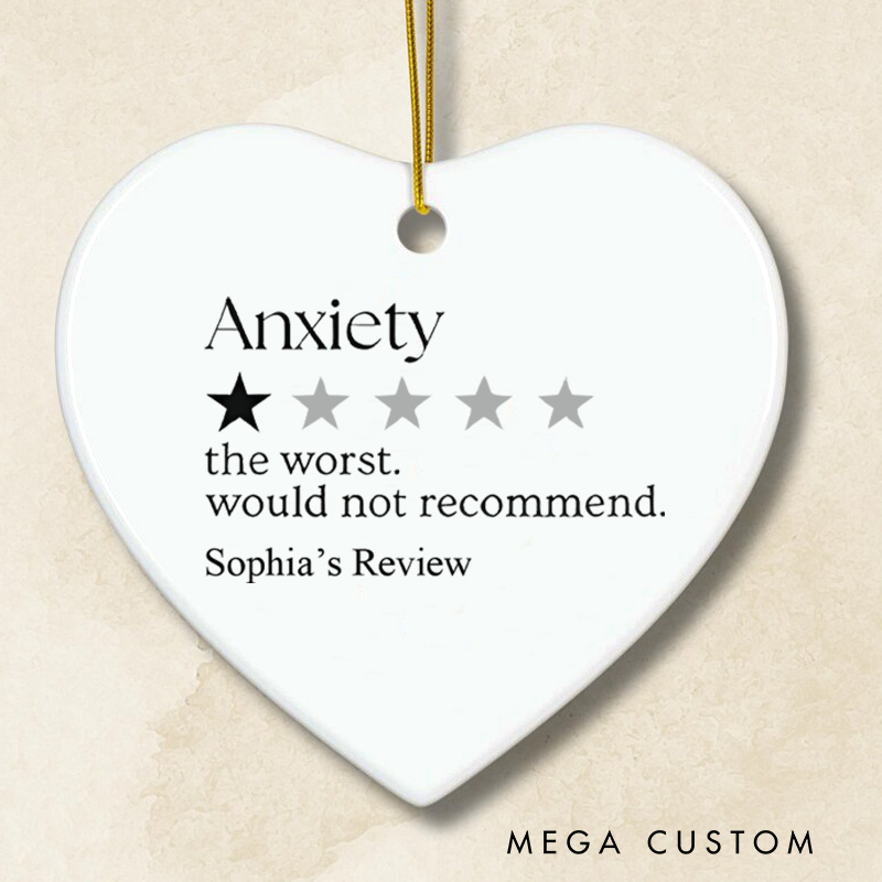 Personalized Anxiety Review Star Rating Humor Design Christmas Ornament for Lighthearted Reflection