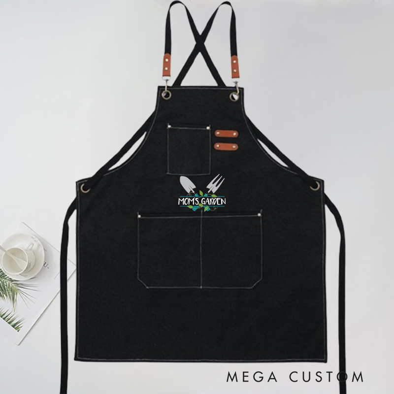 Personalized Gardening Apron with Name Green Planting Apron Gardening Apron with Pockets Outdoor Aprons 