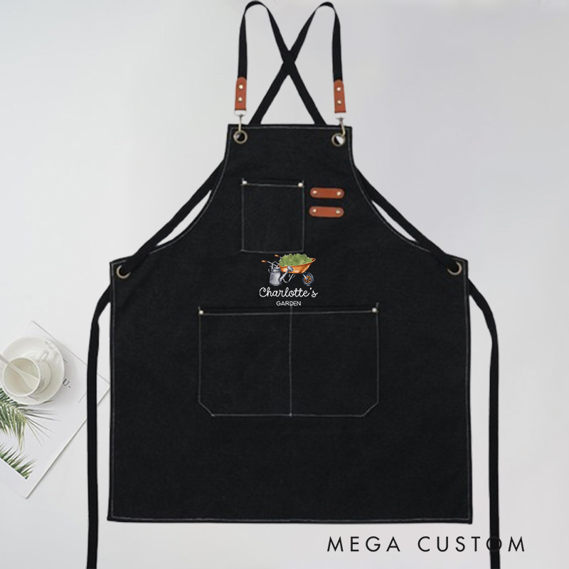 Personalized Canvas Aprons with Name Green Planting Apron Gardening Apron with Pockets Outdoor Aprons Custom Gardener Gift 