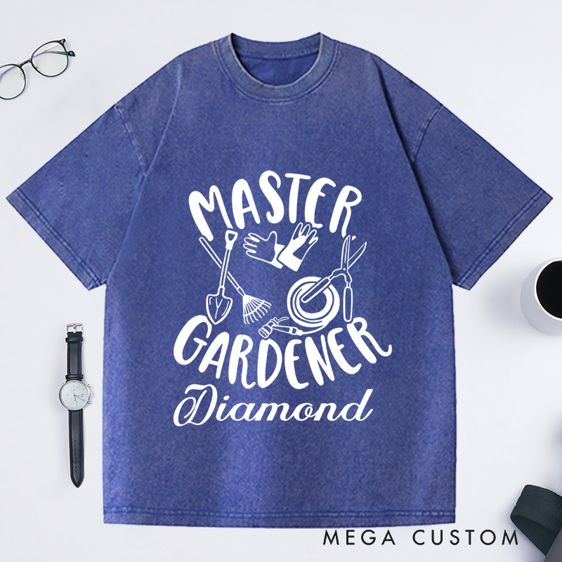 Personalized Master Gardener Washed T-Shirts Custom Gardener Shirt with Name Plant Lover Shirt Gardening Shirt Gardener Gift