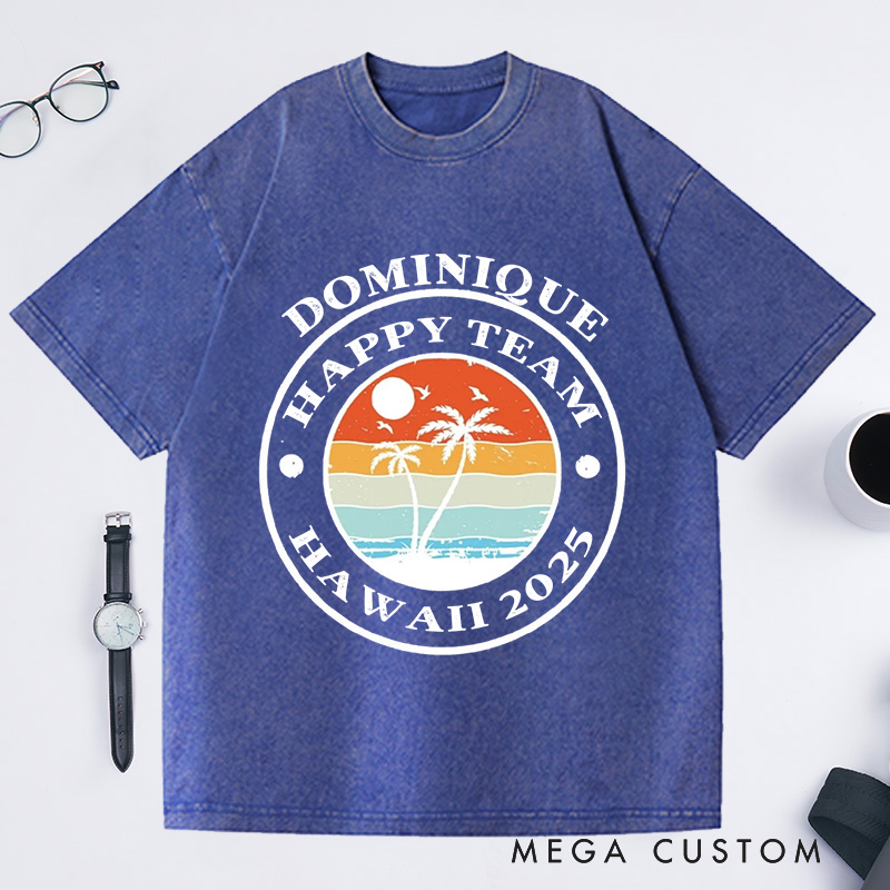 Personalized Summer Travel Washed T-Shirts Vacation Shirts with Name Beech Trip Shirt Gift For Traveler Tee Trip Lover Gift