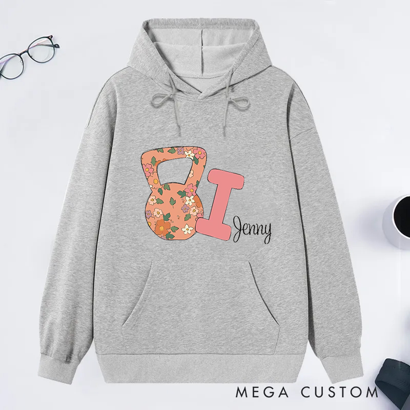 Personalized Kettlebell Classic Hoodies with Stylish Floral Kettlebell Graphic for Fitness Enthusiasts Bodybuilders and Gym Lovers