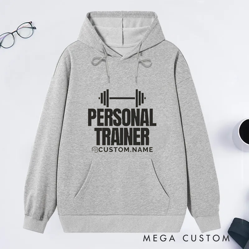 Personalized Trainer Classic Hoodies with Bold Dumbbell Logo for Fitness Enthusiasts Bodybuilders and Gym Lovers