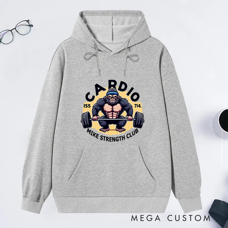 Personalized Gym Classic Hoodies with Cardio Gorilla'Design for Fitness Enthusiasts Bodybuilders and Gym Lovers