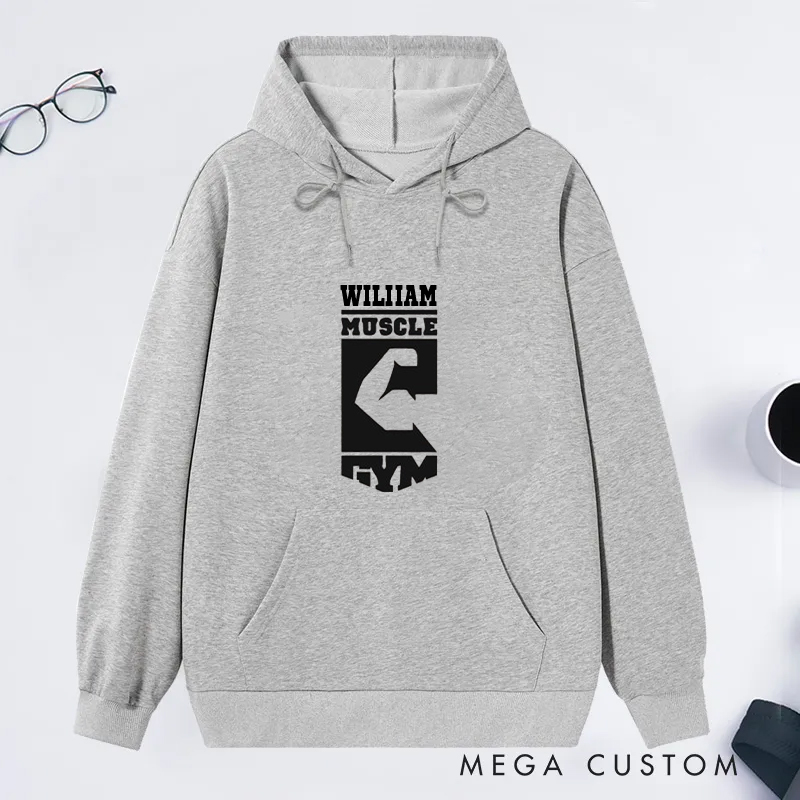 Personalized Gym Classic Hoodies with Bold Arm Design for Fitness Enthusiasts Bodybuilders and Gym Lovers