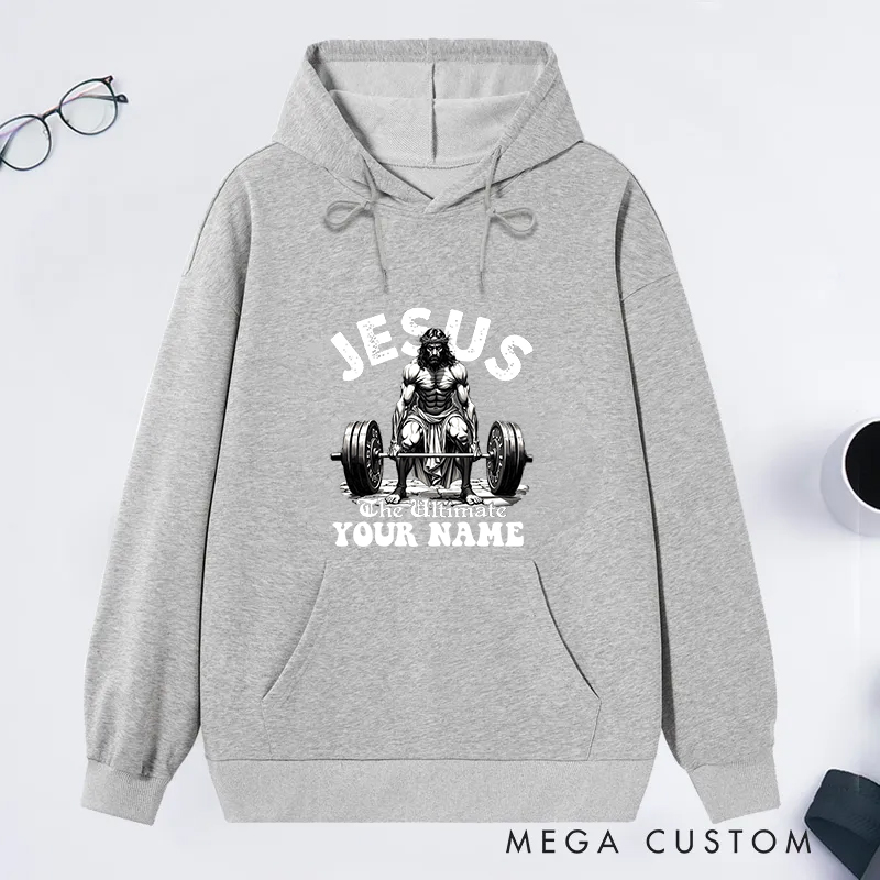 Personalized Gym Classic Hoodies with Inspirational Jesus The Ultimate Barbell Graphic for Fitness Enthusiasts Bodybuilders and Gym Lovers