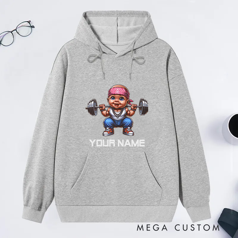 Personalized Fitness Classic Hoodies with Cute Baby Weightlifting Design for Fitness Enthusiasts Bodybuilders and Gym Lovers