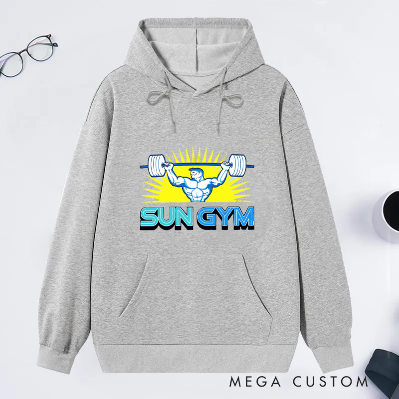 Personalized Fitness Classic Hoodies with Bodybuilder and Sunshine Logo for Fitness Enthusiasts Bodybuilders and Gym Lovers