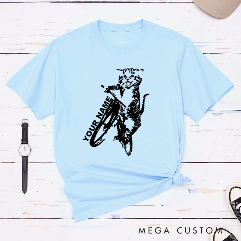 Personalized Cat Cyclist T-Shirt for Outdoor Adventures Riding Cycling Biking Enthusiasts