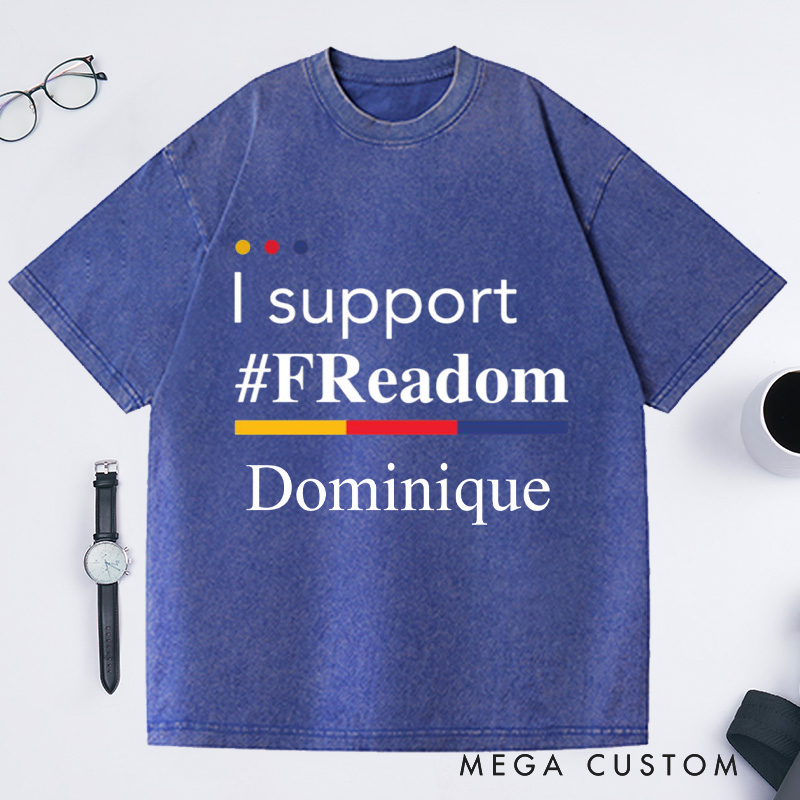 Personalized I Support FReadom Washed T-Shirts Librarian Reading T-shirt Bookish Tshirt Book Lover Shirt Gift
