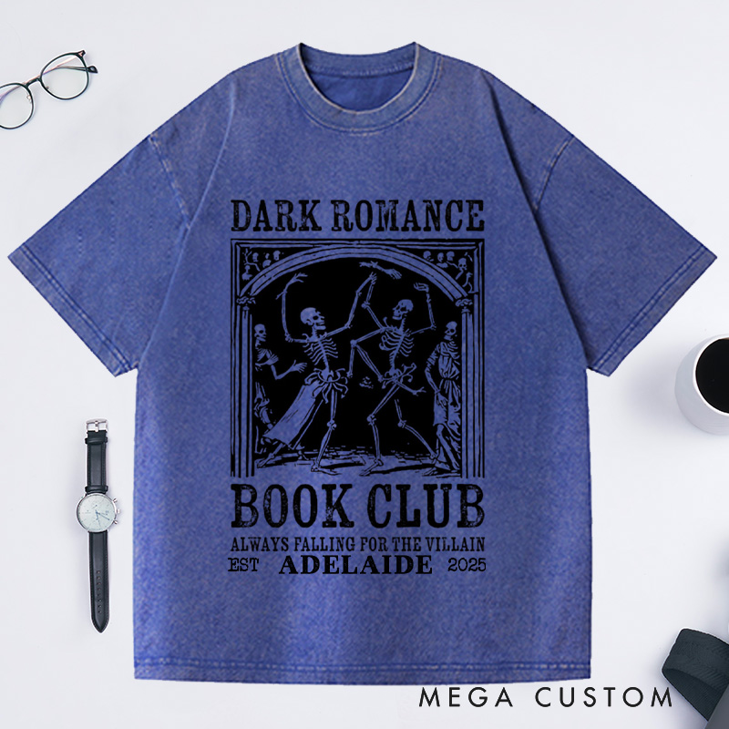 Personalized Dark Romance Book Club Washed T-Shirts, Trendy Literature Shirt Romance Book Shirt Dark Academia Tee Book Lover Gift