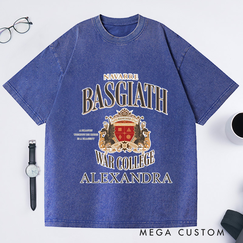 Personalized Basgiath War College Shirt Fourth Wing Washed T-Shirts Reading T-Shirt Birthday Gift for Book Lovers