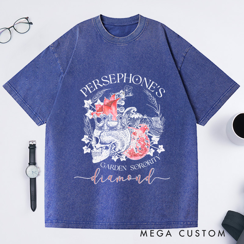 Personalized Persephone's Garden Washed T-Shirts Garden Sorority Shirt Book Lover Shirt Garden Club Shirt Cora Hades Olympus Goddess Shirt
