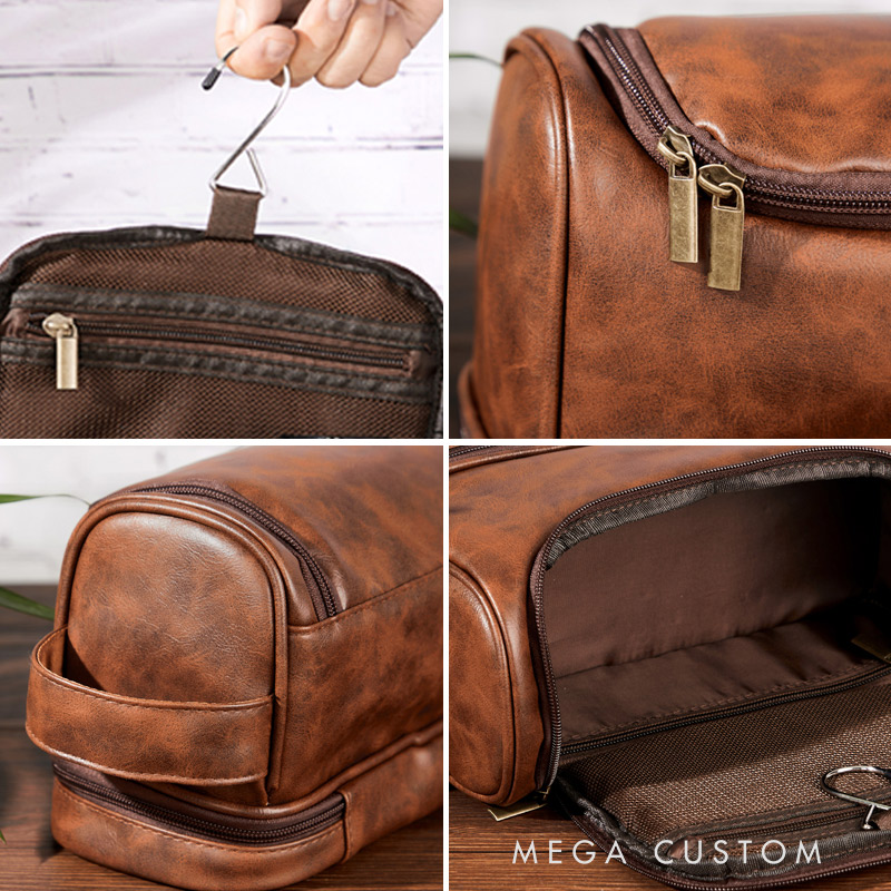 Personalized Time to Travel Toiletry Bag Leather Toiletry Bag Gift for Traveling Lovers Funny Travel Gift for Him