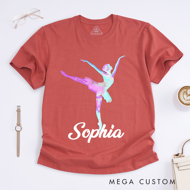 Personalized Ballet Dancer T-Shirts Custom Name Gift Artistic Dance Classic Tee for Dancers Present Unique Ballerina Design