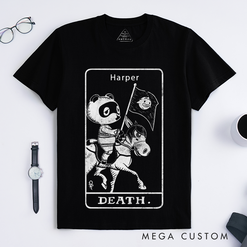 Personalized Tarot Lovers Classic T-Shirts Unique Death Card Design Gift for Friends Casual T-Shirts
