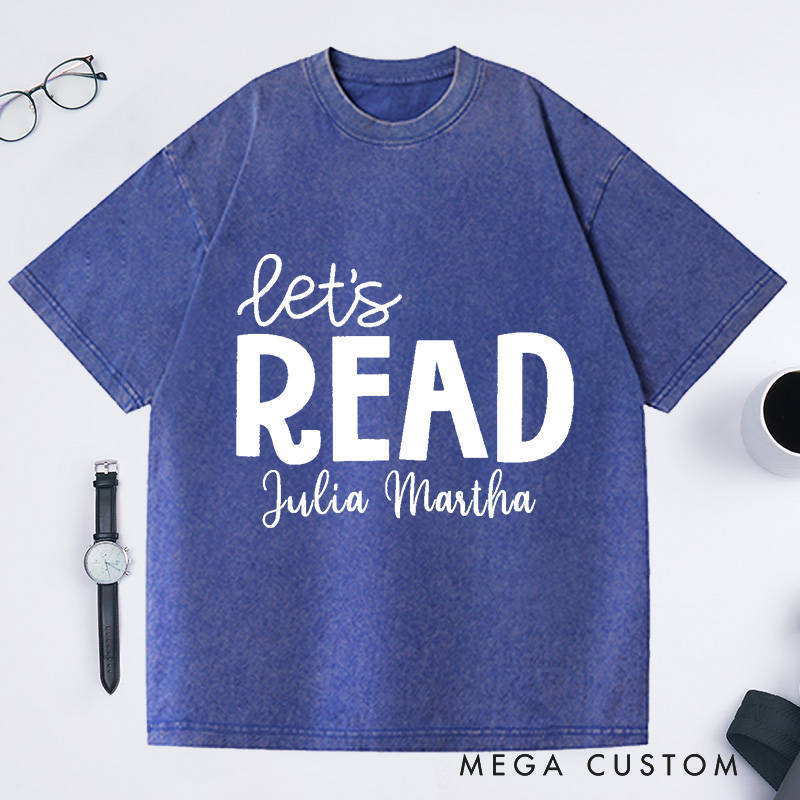 Personalized Reading Washed T-Shirts Librarian Shirt Book Lover Shirt