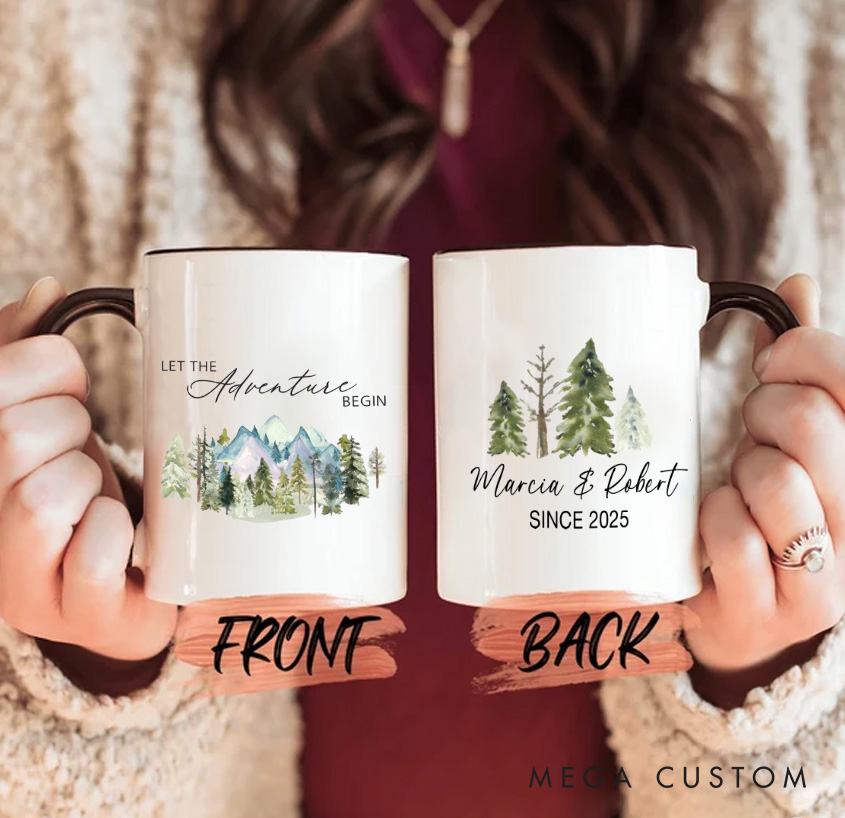 Personalized Funny Couple Camping Mug Mountain Adventurers Camping Hiking Unique Favor Mug Gift for Outdoors Nature Lovers