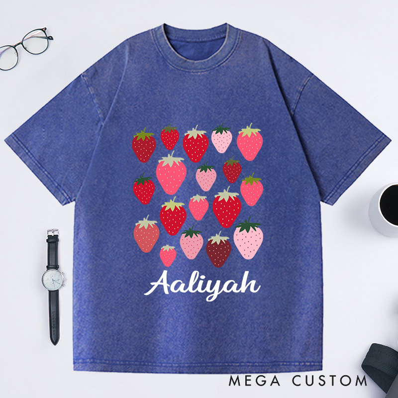 Personalized Strawberries Washed T-Shirts Aesthetic Shirt Strawberry Birthday Shirt Fruit Shirt Strawberry Shirt Plant Shirt Gardening Shirt Plant Lover