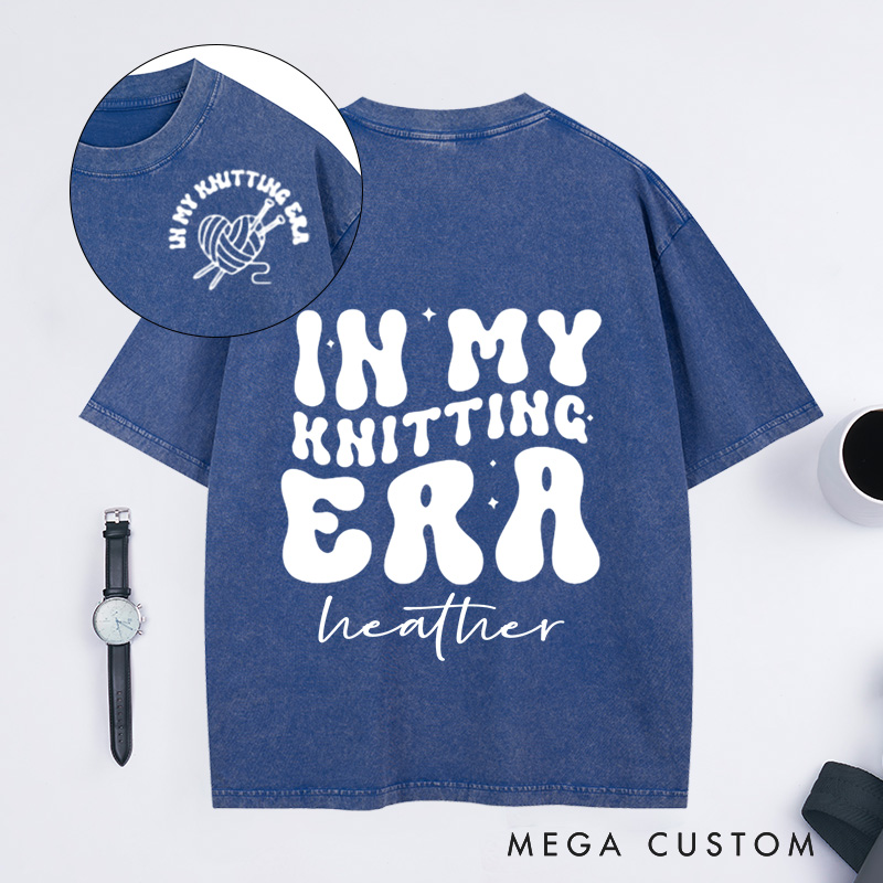 Personalized In My Knitting Era Washed T-Shirts Knitting Shirt Cute Knitting T-Shirt Knitting Gift Love to Knit Knitting Lover Shirt Knitter Tee