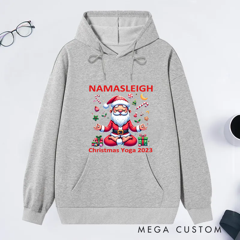 [Copy]Personalized Christmas Classic Hoodie with Cute Meditating Reindeer Design Custom Name Gift Idea for Yoga Lover