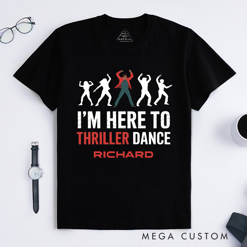 Personalized Thriller Dance Moves T-Shirts Custom Name Funky Zombie Dancer Gift for Men Unique Dance Lover Present