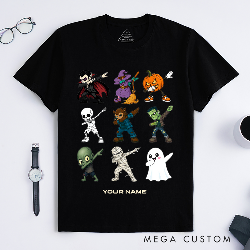  Personalized Ghost Dancing T-Shirts Custom Name Cartoon Ghost Tee Unisex Cute Halloween Spirit Funny Gift