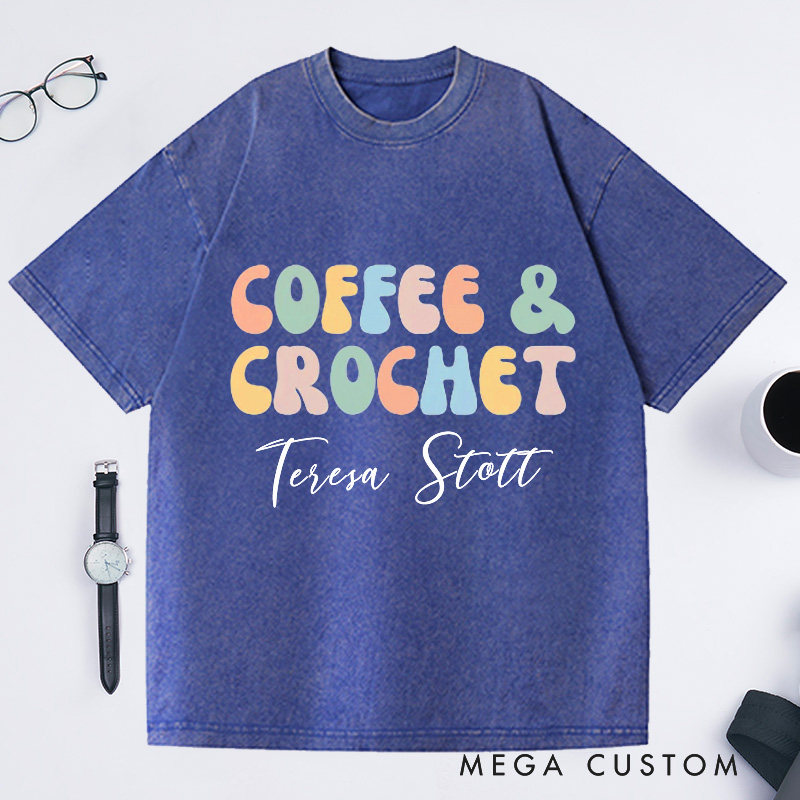 Personalized Crochet Comfort Colors Washed T-Shirts Crocheting Apparel Shirt Custom Tee
