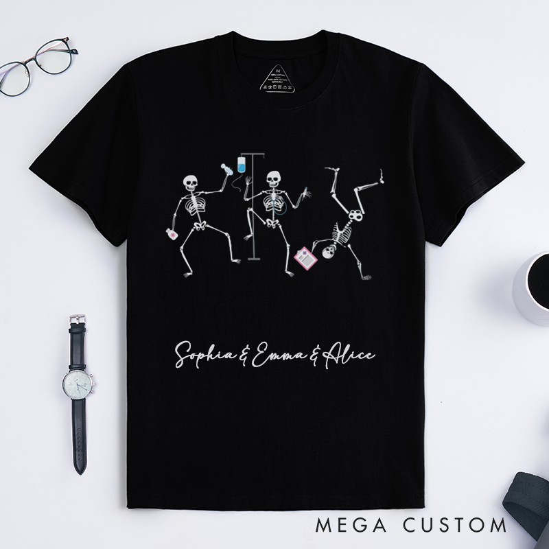 Personalized Skeleton Doctor Dance T-Shirts Custom Name Gift for Dance Lover Present for Friends and Family