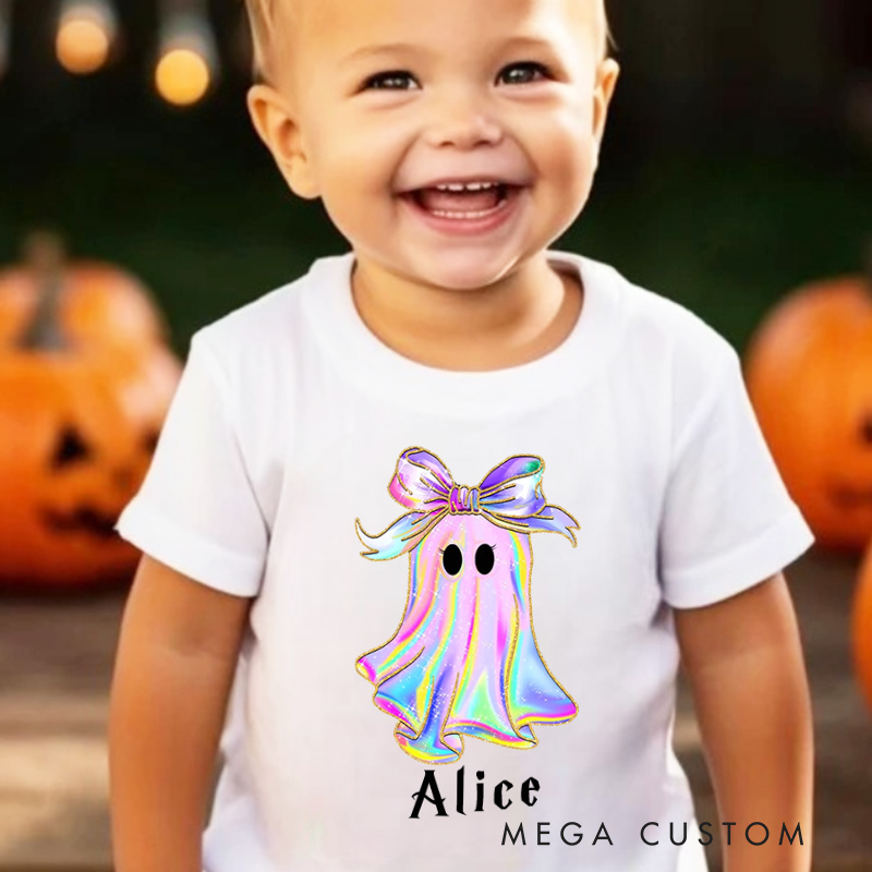 Personalized Halloween Girls Ghost T-Shirt Cute Toddler Halloween T-Shirt Boo Girls T-Shirt