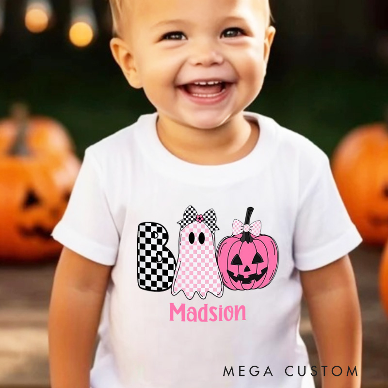 Personalized Halloween Girls T-Shirt Boo Toddler Kids T-Shirt Funny Halloween Gift