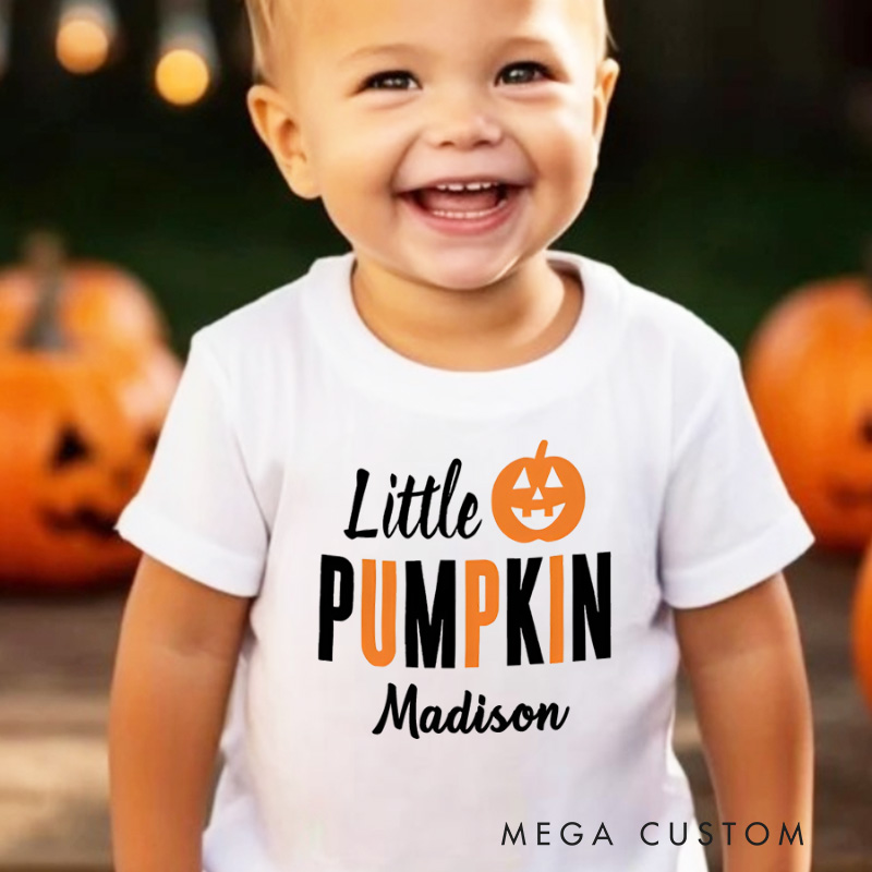 Personalized Little Pumpkin Halloween Shirt for Kids Perfect for Fun Festive Celebrations and Trick or Treating Kids T-Shirt