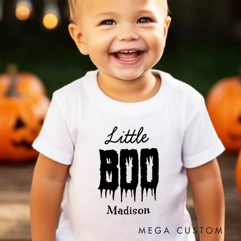Personalized Little Boo Halloween Shirt for Kids Perfect for Creating a Fun and Spooky Look for Trick or Treating Kids T-Shirt