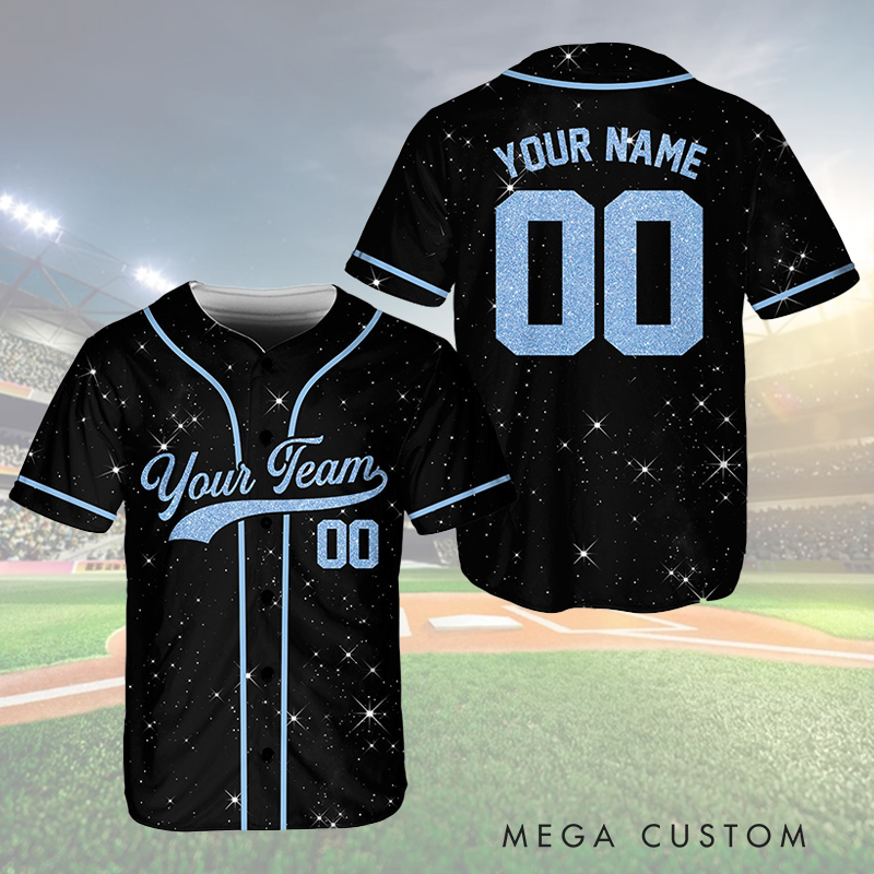 Personalized Glitter Baseball Jersey with Custom Team Name and Number  