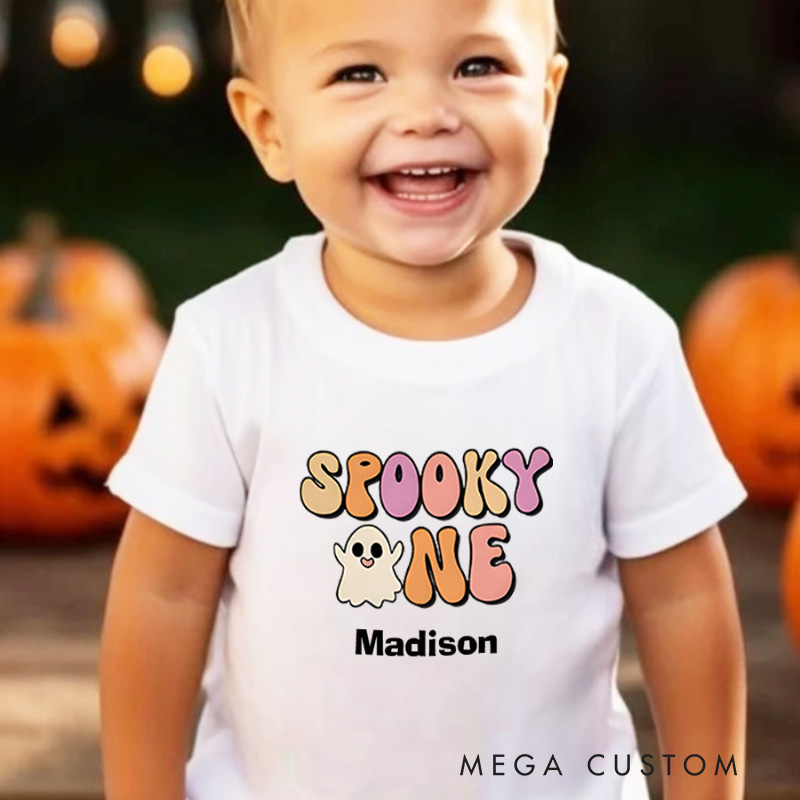 Personalized Spooky One Halloween Shirt for Kids Perfect for Celebrating First Halloween Memories and Seasonal Fun Kids T-Shirt