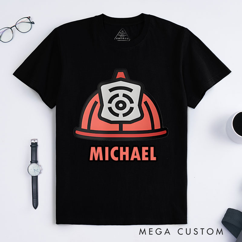 Personalized Firefighter T-Shirts Minimalist Firefighter Helmet Fashion Design T-Shirts