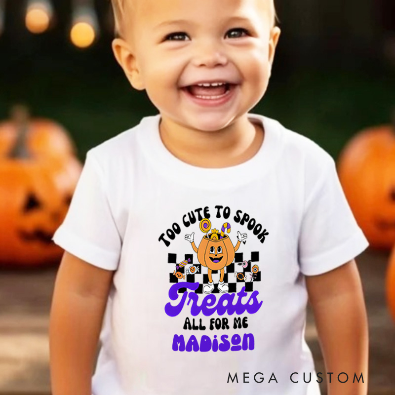 Personalized Too Cute to Spook Halloween Shirt for Kids Perfect for Creating a Delightful and Festive Look for Halloween Kids T-Shirt