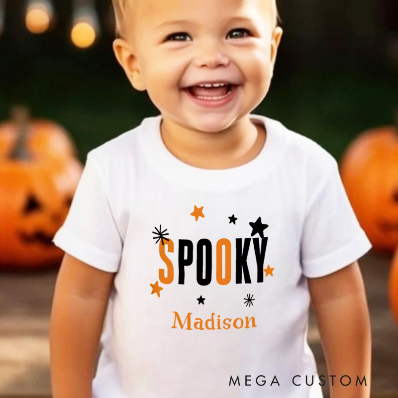 Personalized Spooky Halloween Shirt for Kids Great for Adding a Stylish and Festive Touch to Outfits During Halloween Kids T-Shirt